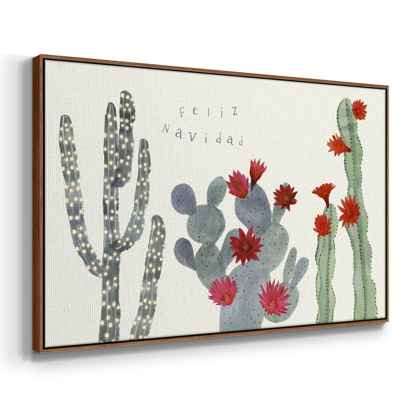 «Flowering Christmas Cactus Collection A», reproduction d'art sur toile, H 27 po x l 41 po x P 2 po, Noyer