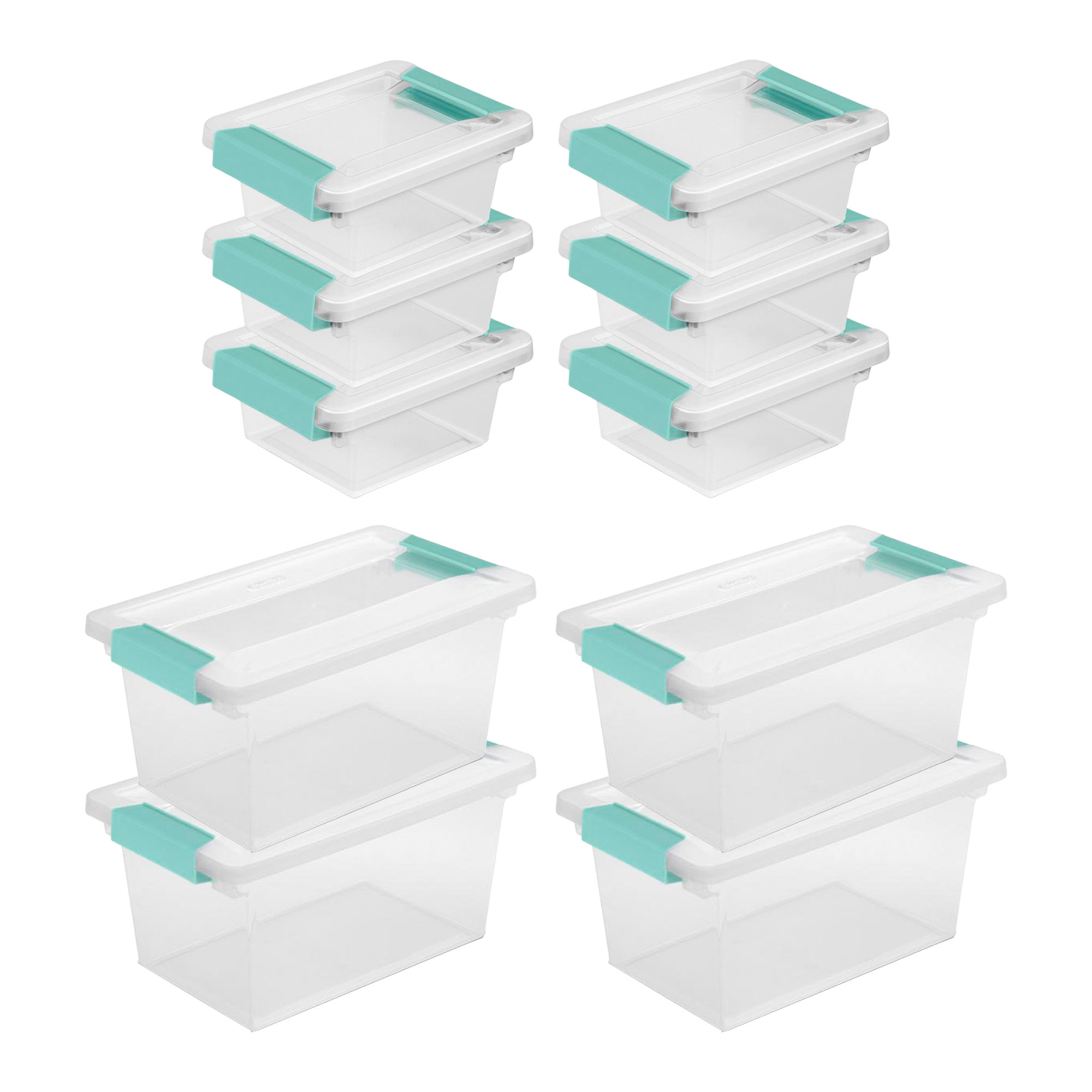 mDesign Plastic Stackable Bathroom Storage Organizer with Drawer, Medium - 4 Pack - Clear