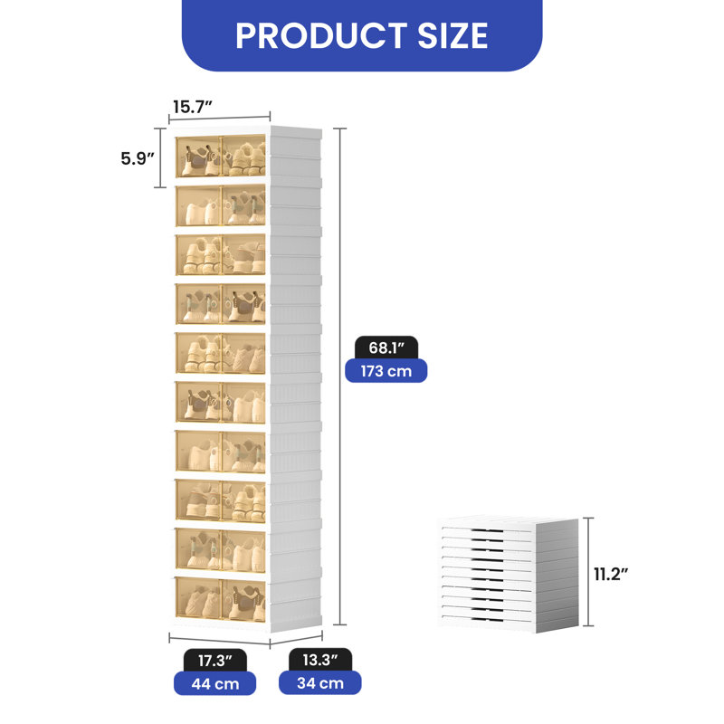 10 Tier 20 Pair Stackable Shoe Storage Box