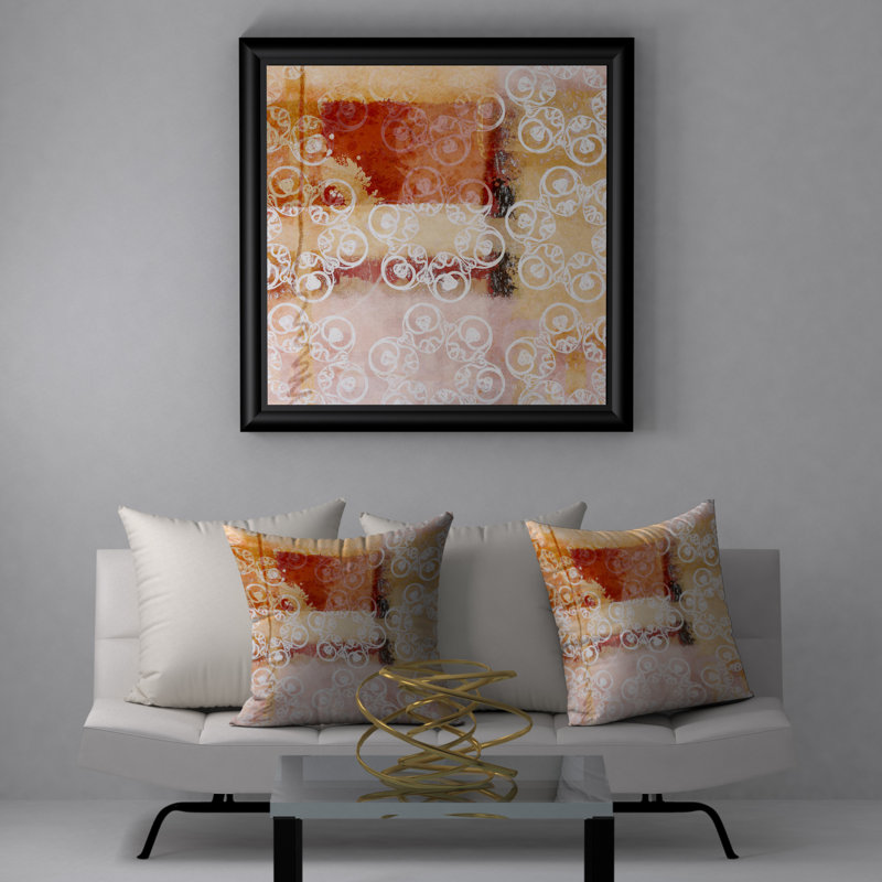 Housse de coussin carré et insert, 20 po x 20 po, Rouge / orange / blanc abstrait 29