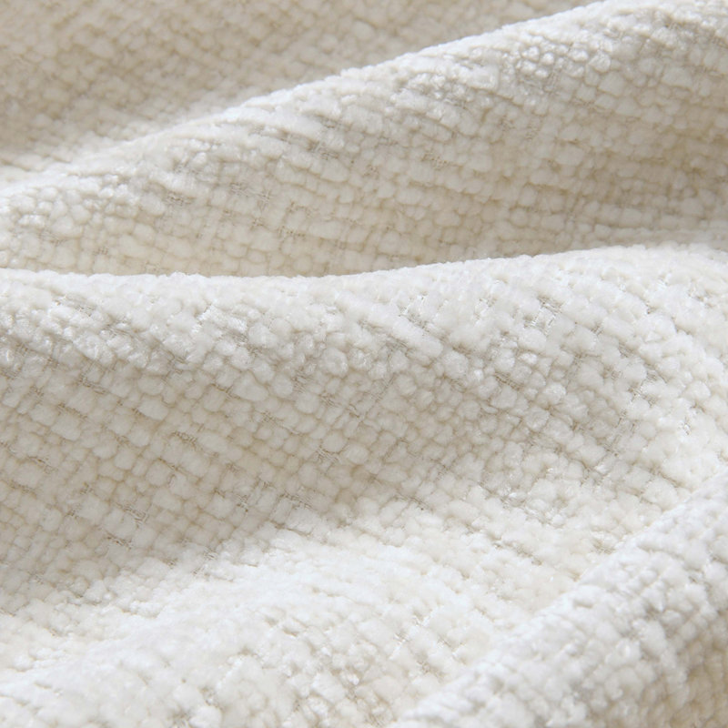 Canapé 116 po entièrement compressé sans pattes, chenille de particules avec coussin intégré, prêt à l'emploi, Blanc