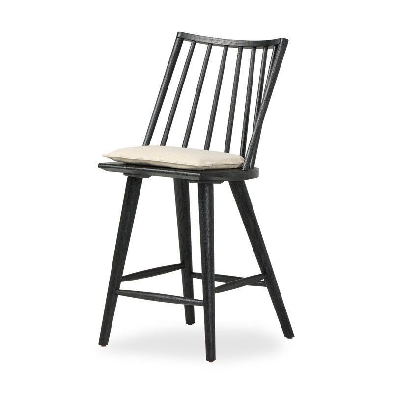 Lewis Windsor Stool With Cushion-Sandy Oak-Counter, Counter Stool (25.02” Seat Height), Black Oak