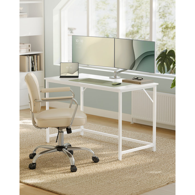 Alaeyah Metal Base Computer Desk, White, White