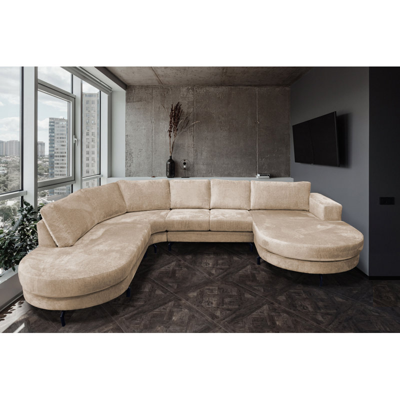 6 Seater Corner Sofa , Beige, Left Hand Facing