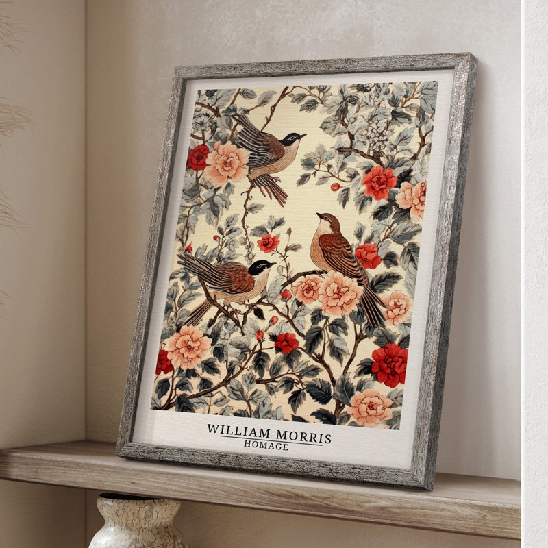 Imprimé encadré en bois massif de la série Cxxviii de William Morris, H 11 po x l 9 po