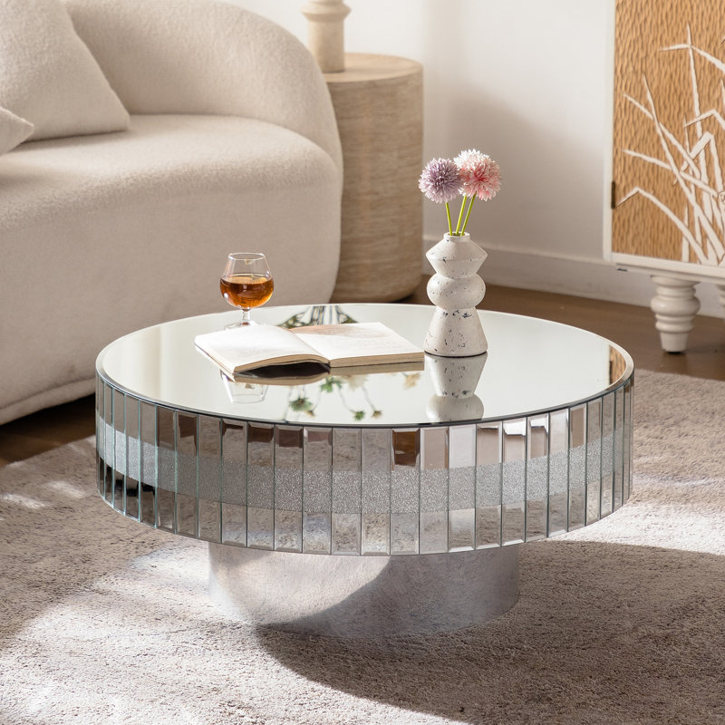 Table basse ronde à miroir 30,91 pouces