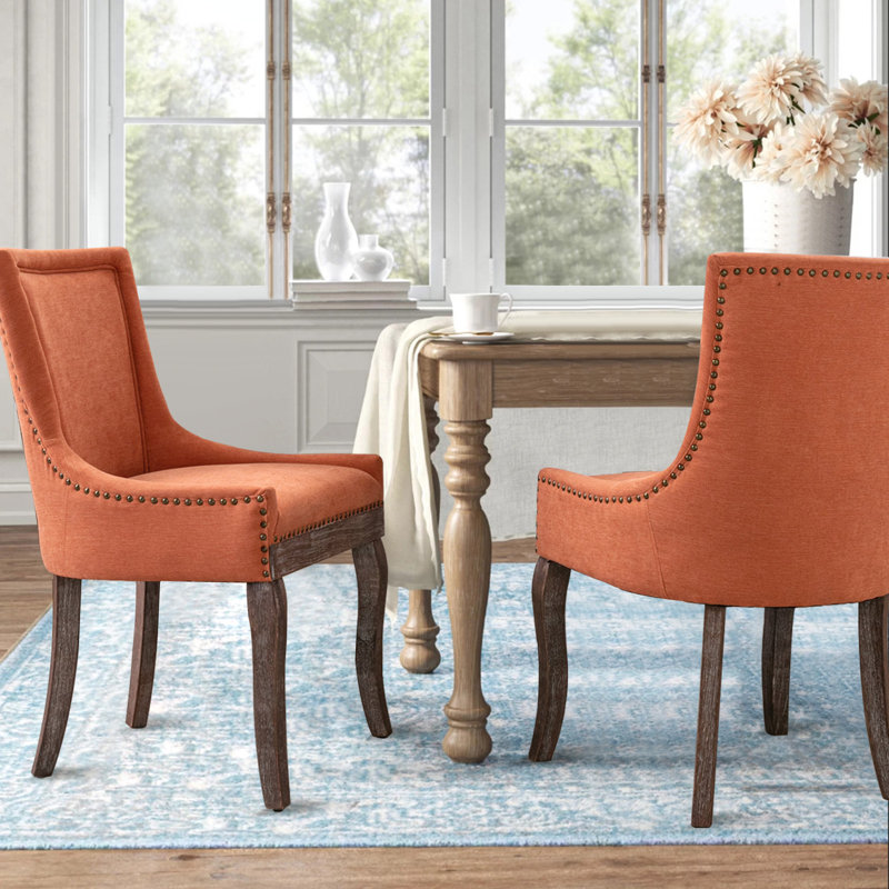 Chaise d'appoint rembourrée bronze, Orange