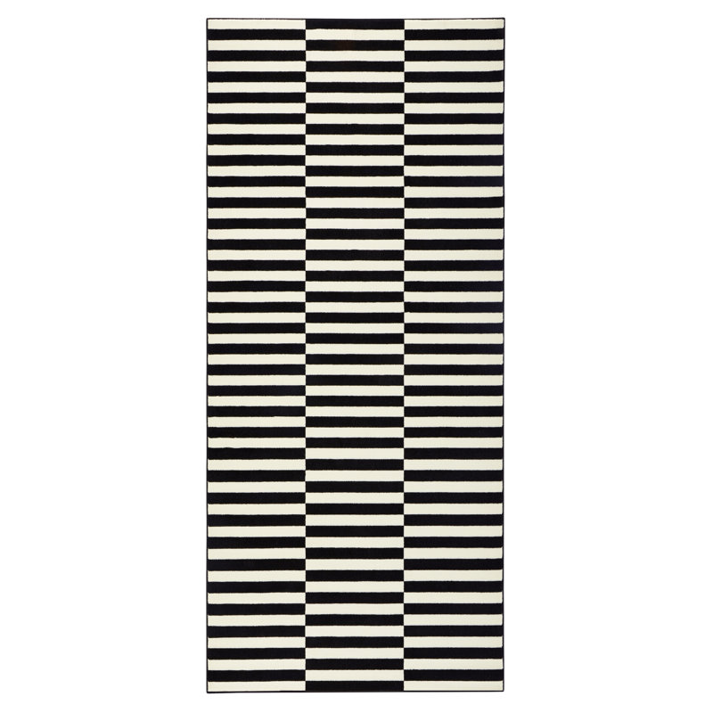 Panel Machine Woven Black/Cream Indoor Rug, Runner 80 x 200cm