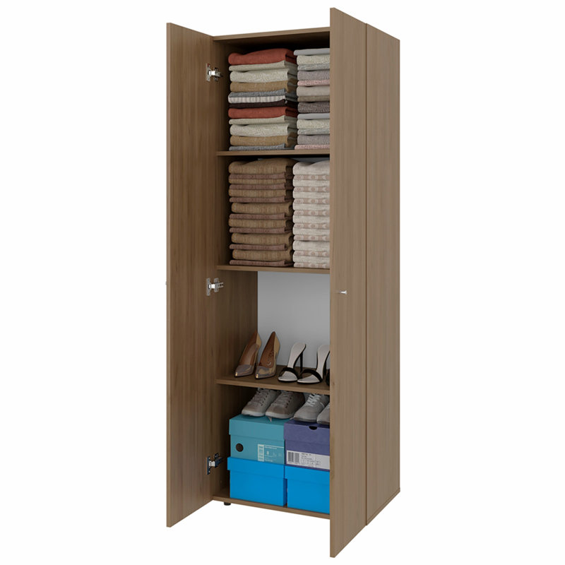 Armoire H 66,9 po, 2 portes, 4 tablettes, chêne naturel / blanc - Chambre