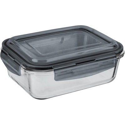 1 X Airtight Glass Food Storage Container 380ml Silicone Seal Plastic Lids Meal Prep Takeaway Lunch Boxes