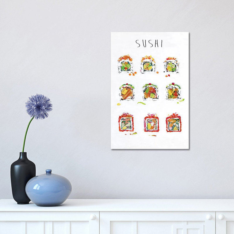 «Sushis» par Sally Swatland - reproduction d'art, Toile tendue, Pas de tapis, H 60 po x l 40po x P 1,5 po