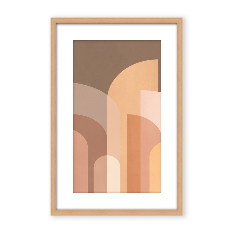 Abstract Retro Geometric II by  - Picture Frame Graphic Art on Paper, 24" H x 16" W x 1.125" D, Framed Matted Print, Brown