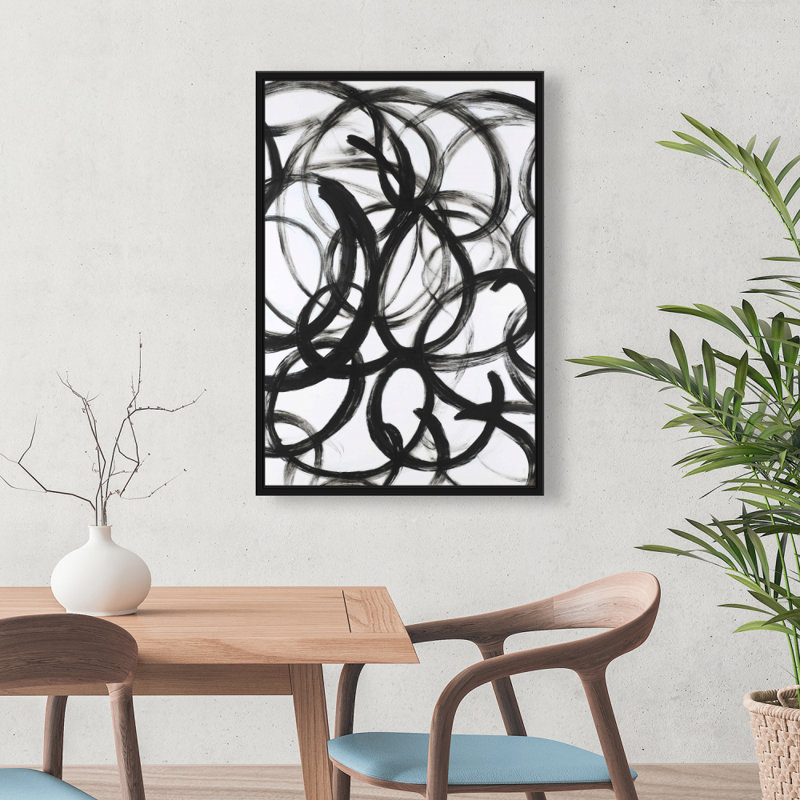 Abstract Curly Lines - Framed Canvas Art for Home Decor