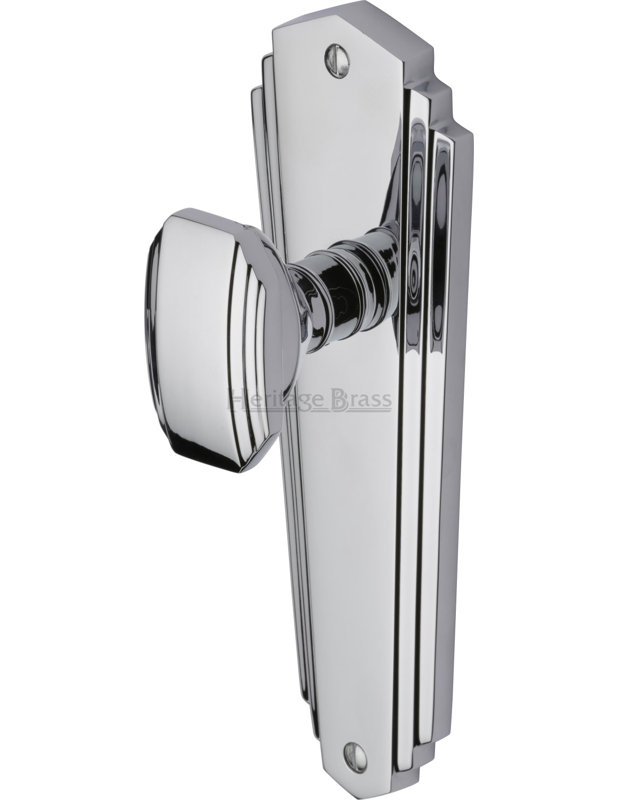Heritage Brass Heritage Mortice Knob on Latch Plate Charlston Design, Polished Chrome