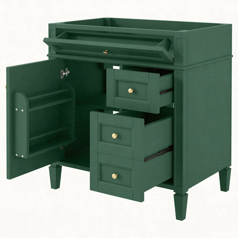 Meuble-lavabo de salle de bain de 30 po sans lavabo supérieur, armoire de rangement moderne avec 2 tiroirs et un tiroir rabattable (BASSIN INCLUS)