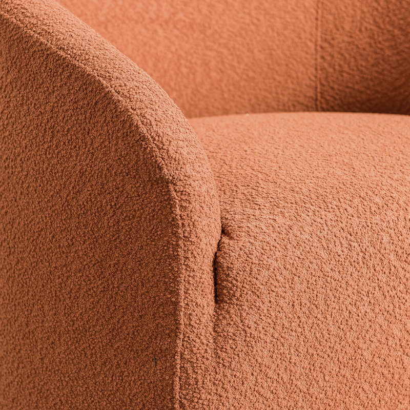 Fauteuil demi-tonneau pivotant de 32 po Charlisse, 100 % polyester caramel