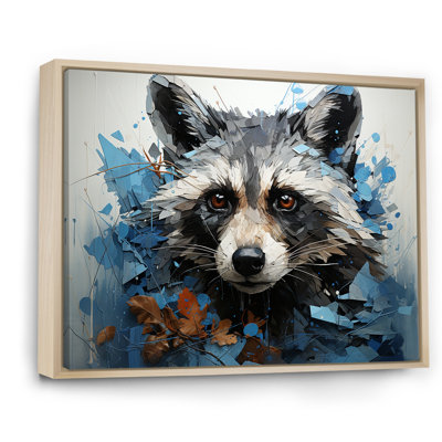 «Mischief Raccoon Portrait I», art mural toile de raton laveur
