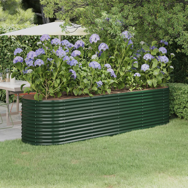 Garden Raised Bed Powder-coated Steel, Green, 36cm x 296cm x 140cm