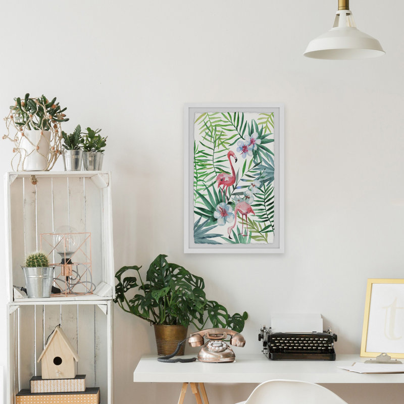 «Pink Tropical Flameos», reproduction encadrée, H 24 po x l 16 po x P 1,5 po