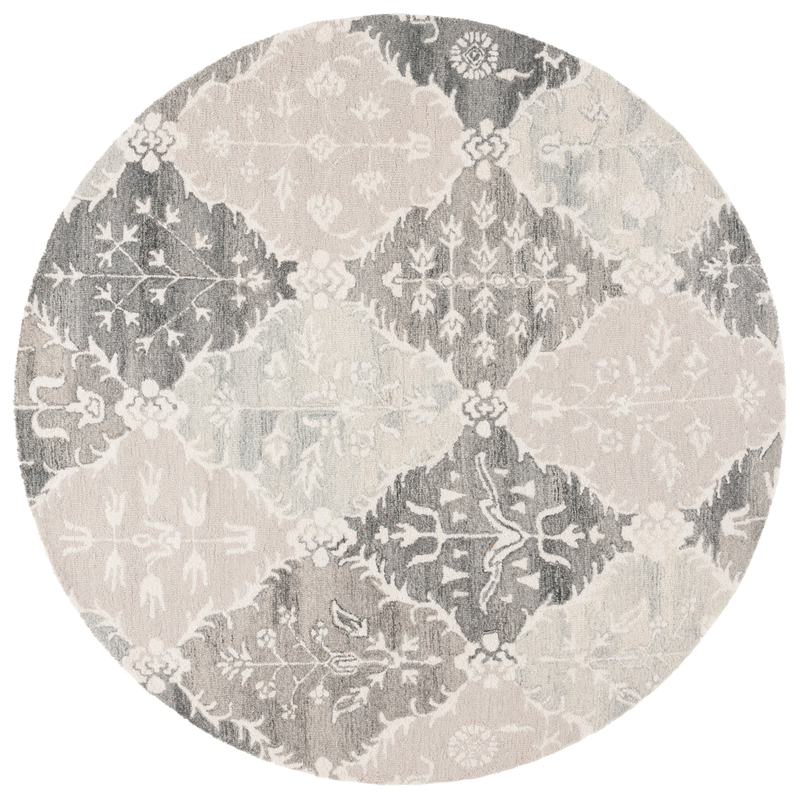 Garvin Hand-Tufted Wool Floral Rug, Round 6'