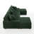 6 - Piece Upholstered Green Faux Rabbit Fur Flannel Modular Sectional Sofa with Throw Pillows & Removable Ottomans-1911773211
