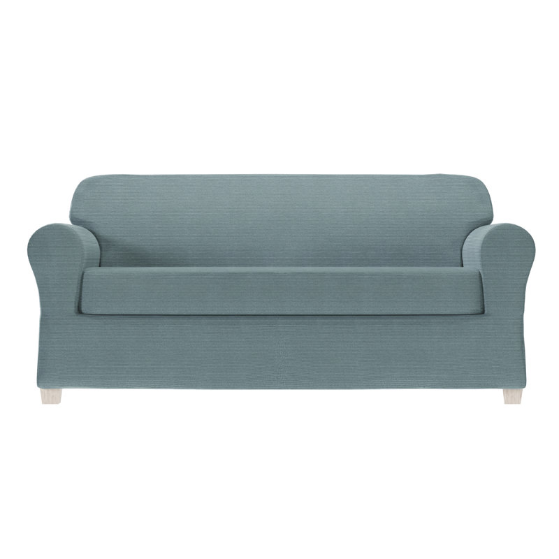 Housse extensible pour canapé à coussins carrés / rectangulaires, H 34 po x l 96 po x P 38 po, Bleu
