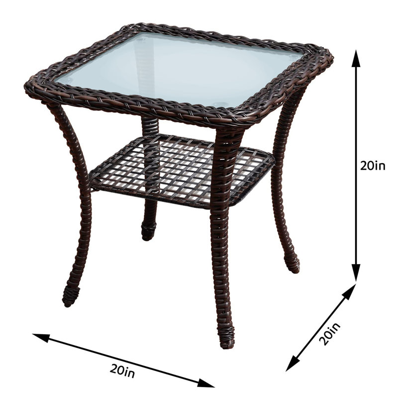 Moumoune Square Glass Outdoor Side Table