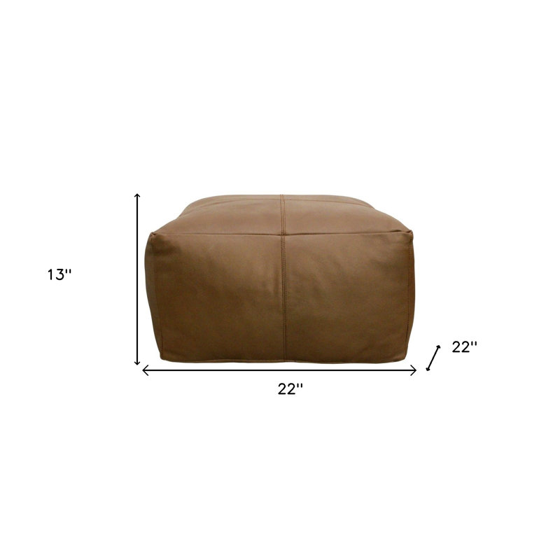 Pouf en cuir véritable 22 po HomeRoots