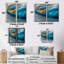 «Yellow Blue Wave Rhythmic River - Coastal Wall Art», reproduction sur toile jaune 2 pièces-1860355496-1860355495-1860355500