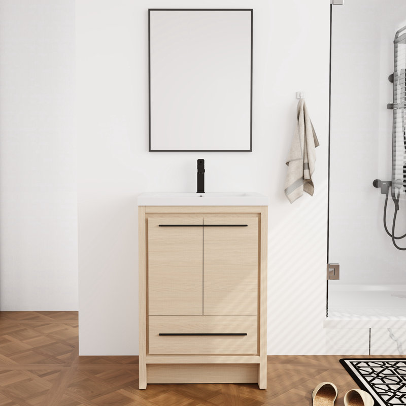 24'' Single Bathroom Vanity with Resin Top, 24"
