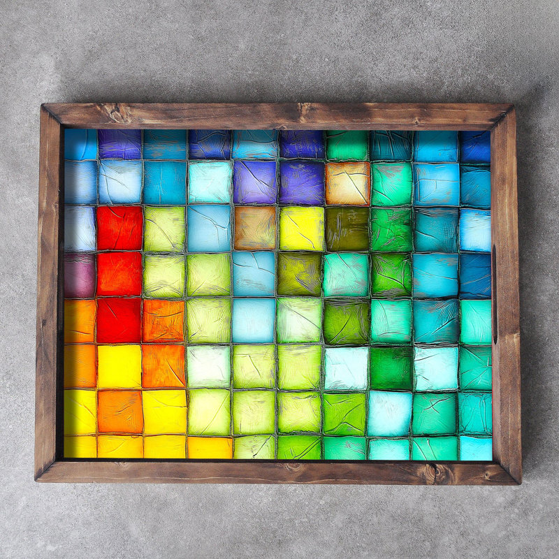 Elegant Solid Wood Tray, 18.9 x 15.0 x 1.6 inches | UV Printed on 0.2-inch Thick MDF | Perfect for Serving, Organizing, and Home Décor | Durable and Stylish Design for Any Occasion