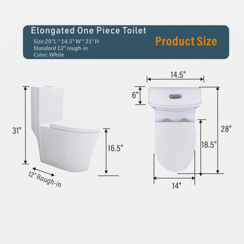 Toilette allongée une pièce - blanc