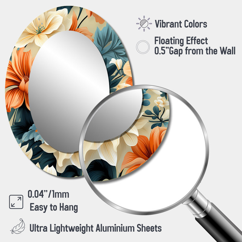 Tefft - Miroir mural ovale bleu décoratif, H 40 po x l 30 po
