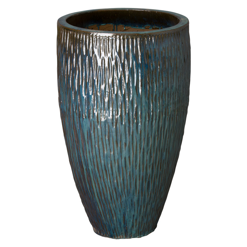 Abdussalam Handmade Ceramic Planter, Teal, 35" H x 21" W x 21" D