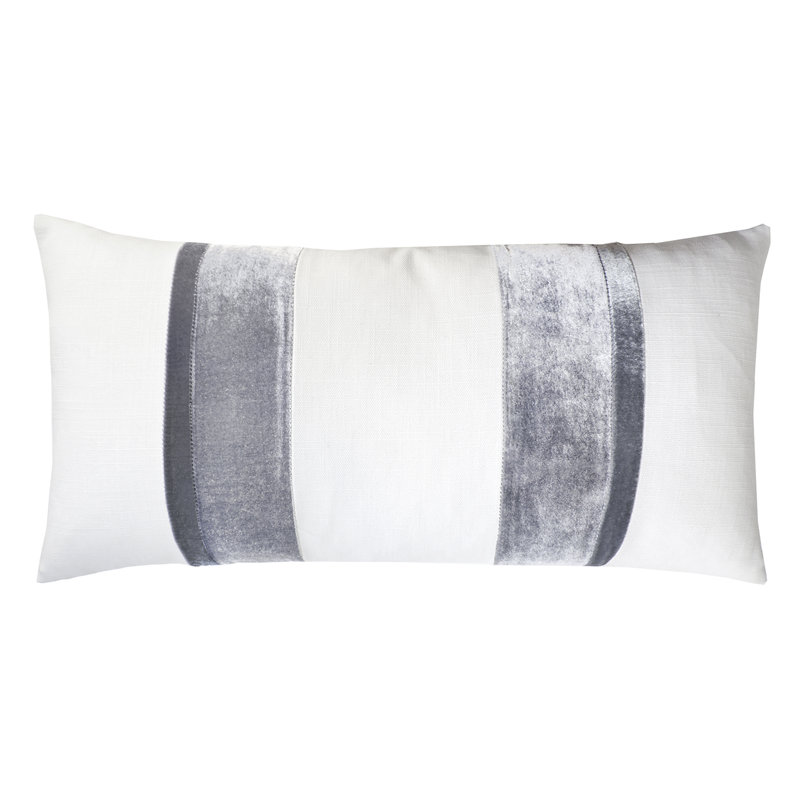 Stripe Lumbar Pillow Cover & Insert, White Gray, 12" x 24"