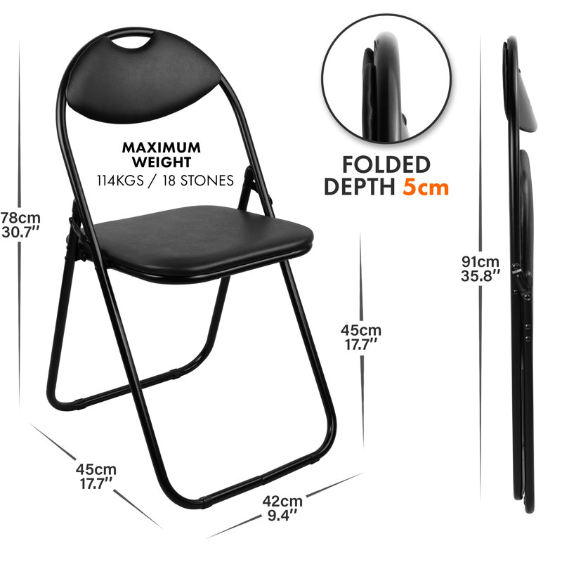 Faux Leather Banquet Folding Chair Folding Chair, Black