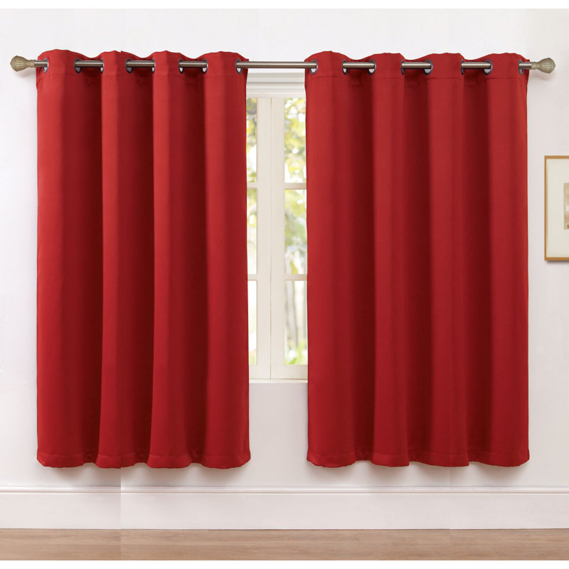 Karn Blackout Curtain Pair, 52" W x 63" L, Red