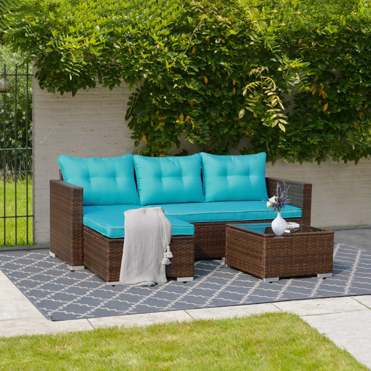 Cromford Wicker 3 - Person Patio Conversation Set with Cushions