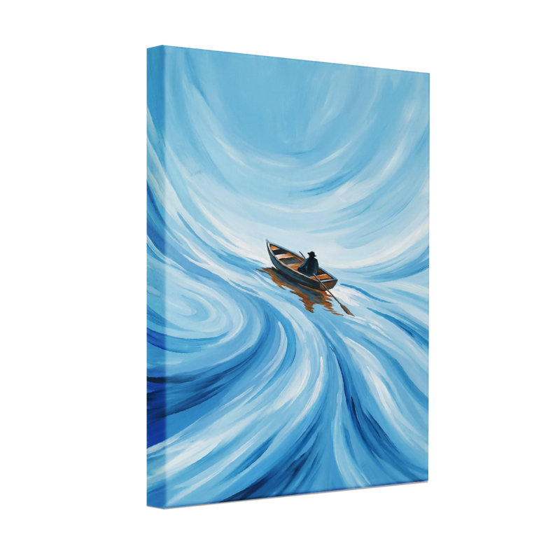 Art abstrait sur toile, vagues bleues tourbillonnantes
