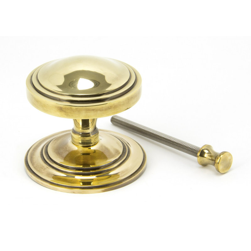 Art Deco Centre Door Knob, Aged Brass