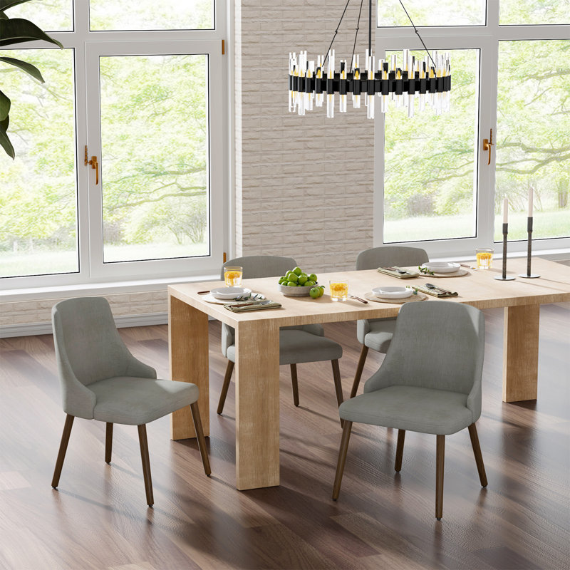 Kanalu 19.5"W Modern Upholstered Dining Chair Set with Effortless Assembly, Gray, 4