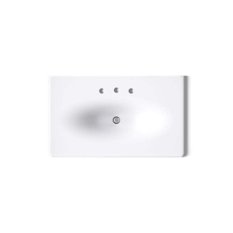 Iron Impressions 38" Single Bathroom Vanity Top, 8'' Centers, White