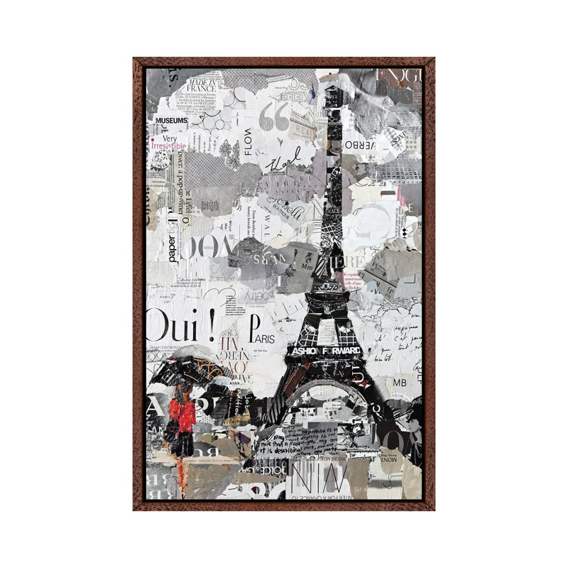 Qui Paris by Jamie Pavlich-Walker - Print on Canvas, 66.04cm H x 45.72cm W x 3.81cm D, Classic Brown Wood Framed