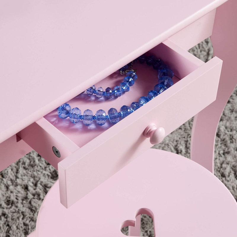 Lorraine Kids Vanity Set with Mirror, Pink