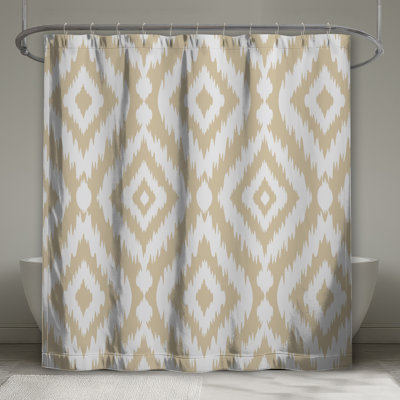 Rideaux de douche beige et blanc Ikat