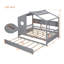 Lit double en bois avec lit gigogne en bois, conception moderne pour enfants avec tablette de rangement, gris-598431743-598431740