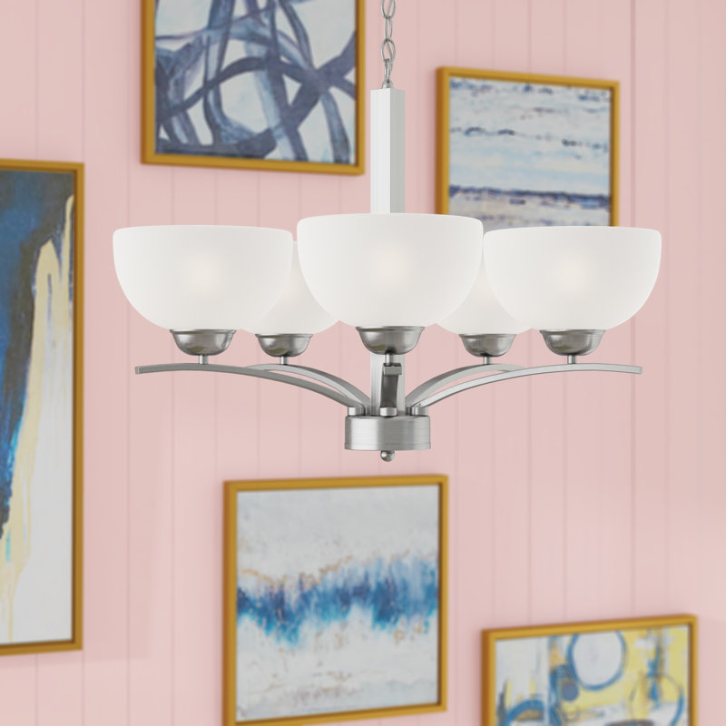 Lustre classique/traditionnel ombré 5 lumières Babin, Acier satiné