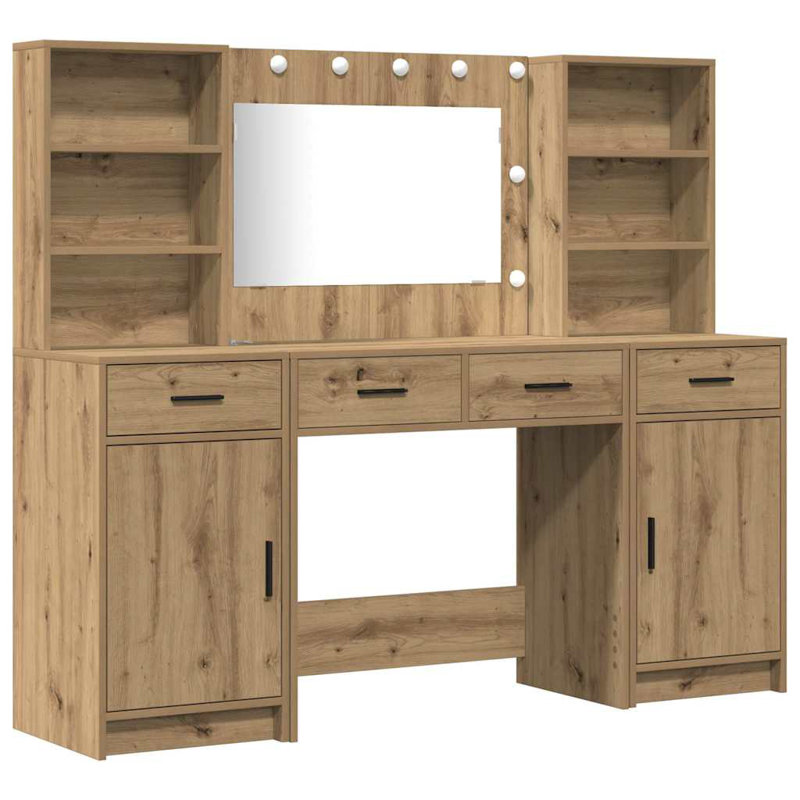 Dressing Table with Mirror, Artisan Oak