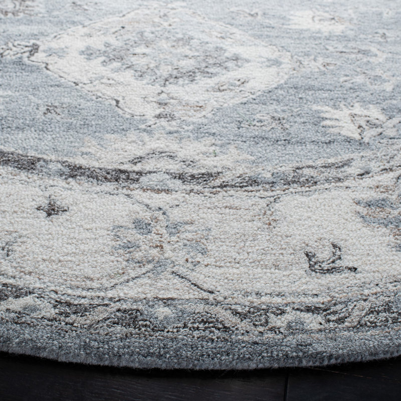 Routh Hand Tufted Wool And Cotton With Latex Oriental Rug, Round 6'