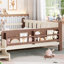 Grand lit au sol avec bibliothèques de rangement, lit en bois massif pour enfants avec de jolis escaliers et garde-corps, aucun sommier nécessaire, beige-1893249842-1882690441